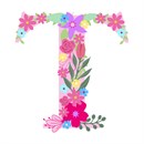 Pastel colored flowers cascading from the alphabet